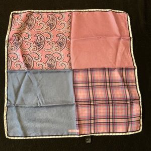Italian silk blue and red pocket square.